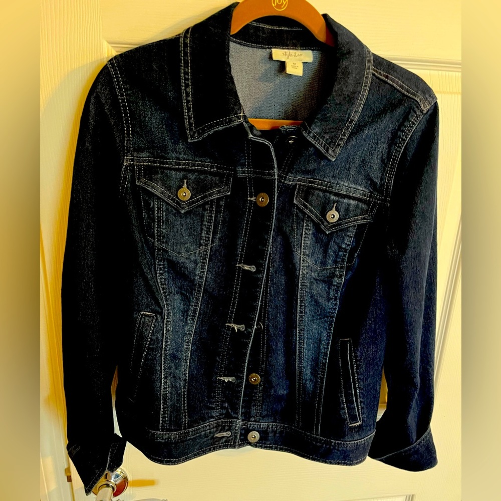 Stretch denim jacket. Never worn, size medium.